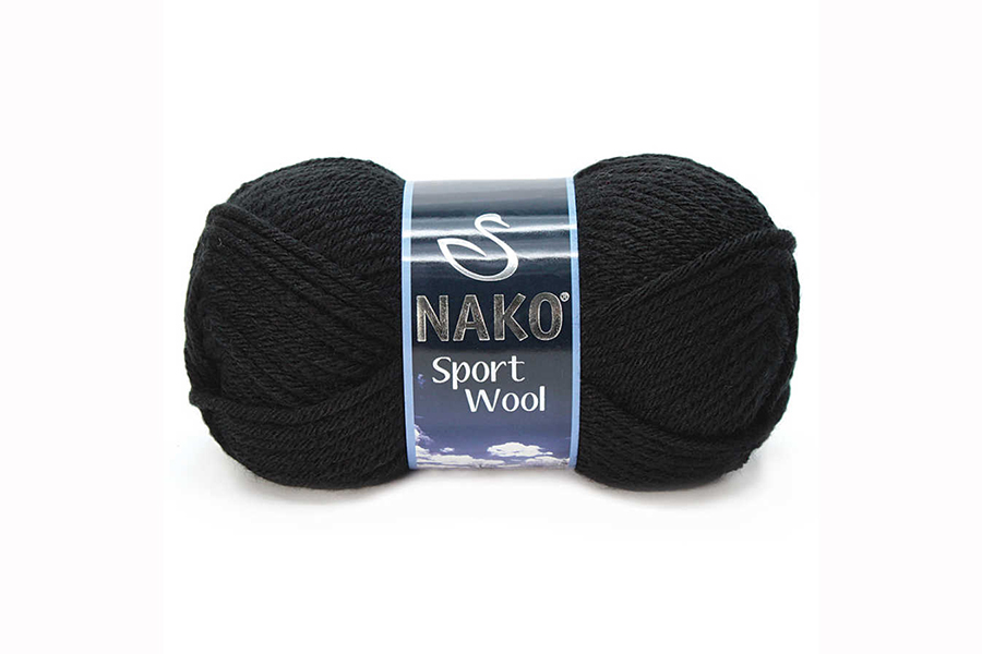 Пряжа Sport wool 100гр/120м NAKO, чорний