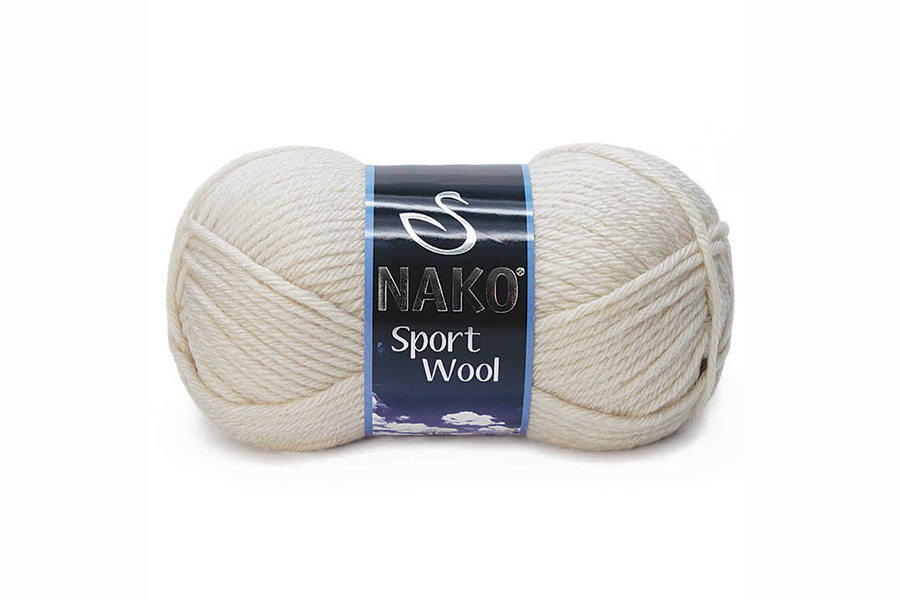 Пряжа Sport wool 100гр/120м NAKO, молочний сірий, 6383