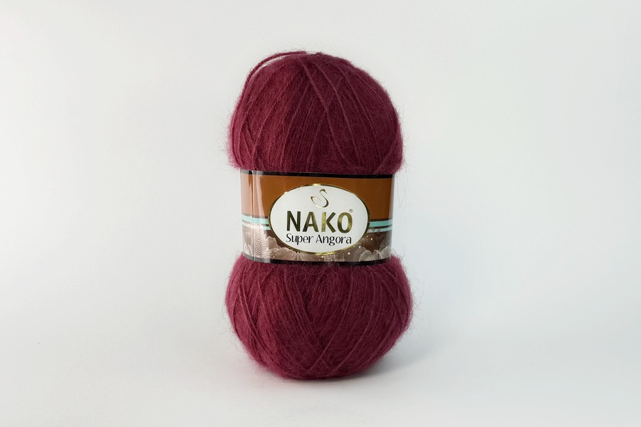 Пряжа Super angora 100гр/395м NAKO, малиновий темний, 456