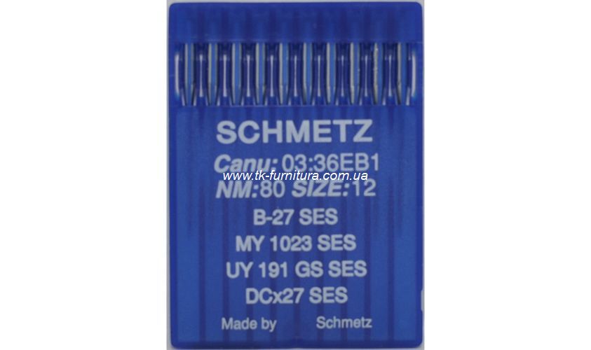 Голки DCx27 для оверлоку №80 (товста, сферичне тонке вістря), SCHMETZ