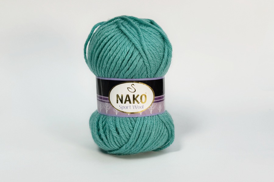 Пряжа Sport wool 100гр/120м NAKO, бірюзовий зелений