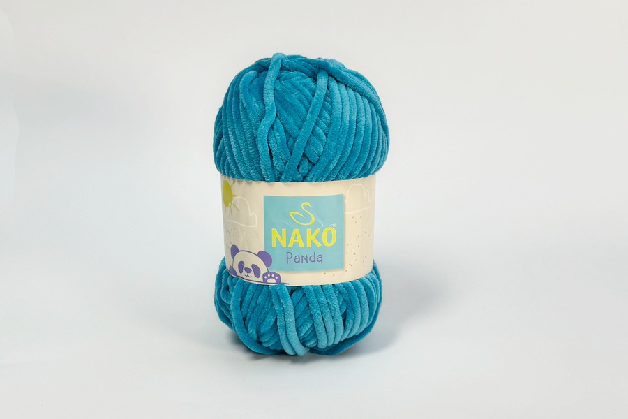 Пряжа Nako panda 100гр/120м, блакитний яскравий, 3124