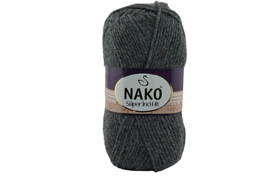 Пряжа Super inci hit 100гр/180м NAKO, сірий темний, 193