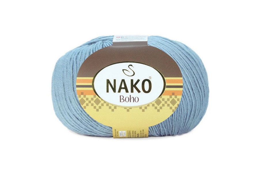 Пряжа Boho 100гр/400м NAKO, блакитний сірий, 12408