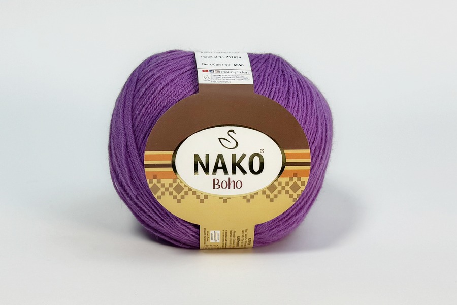 Пряжа Boho 100гр/400м NAKO, бузковий темний, 6656