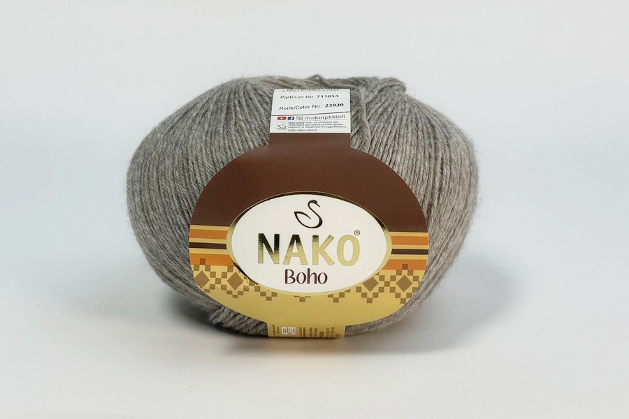 Пряжа Boho 100гр/400м NAKO, бежевий сірий світлий, 23920