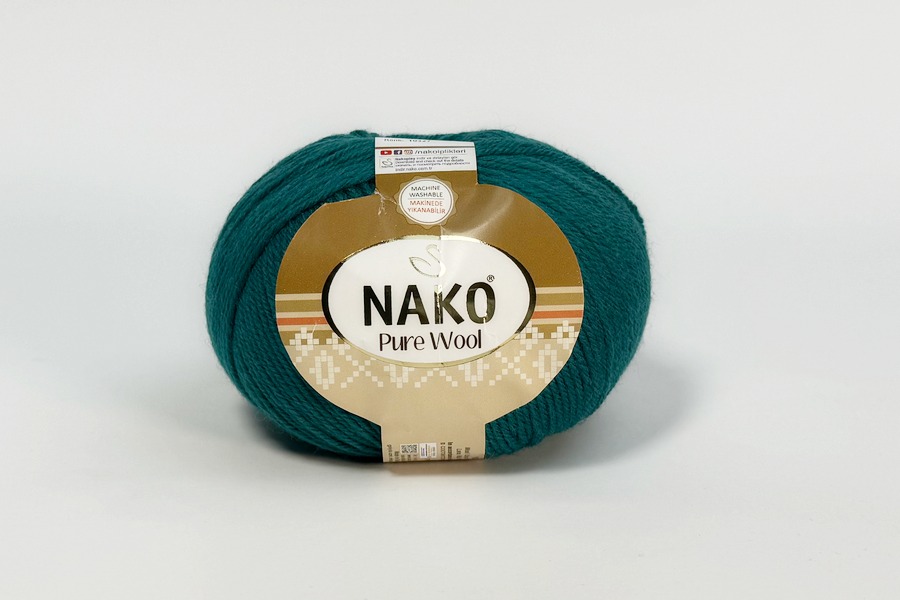 Пряжа 100гр/220м Pure wool, бірюзовий темний, 10327