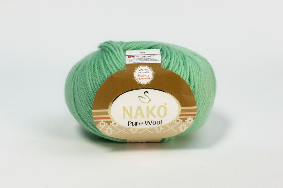 Пряжа 100гр/220м Pure wool, м'ятний темний, 10001