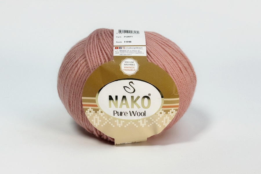 Пряжа 100гр/220м Pure wool, рожевий кораловий, 11948