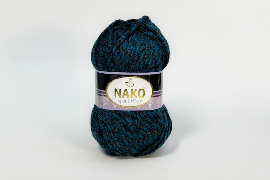 Пряжа Sport wool 100гр/120м NAKO, бірюзовий темний, 21341
