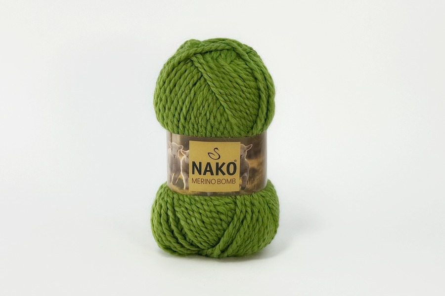 Пряжа Merino Bomb 100гр/120м NAKO, зелений яскравий, 10018