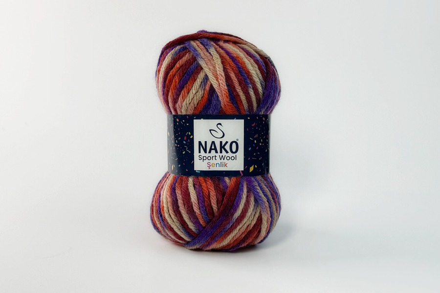 Пряжа Sport wool Senlik 100гр/120м NAKO, секційного фарбування, 87741