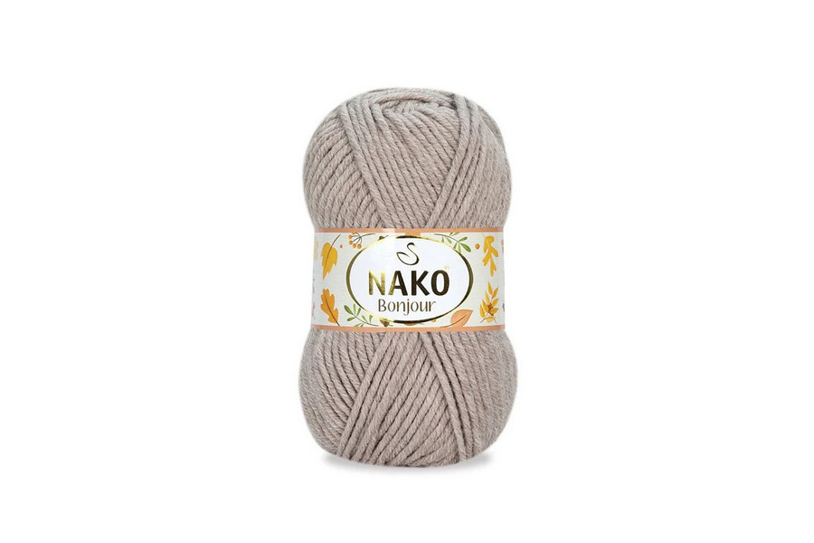 Пряжа Naco bonjour 100гр/110м NAKO, бежевий сірий світлий, 381