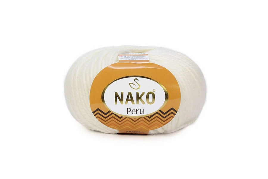 Пряжа Peru 100гр/130м NAKO, молочний яскравий, 6730