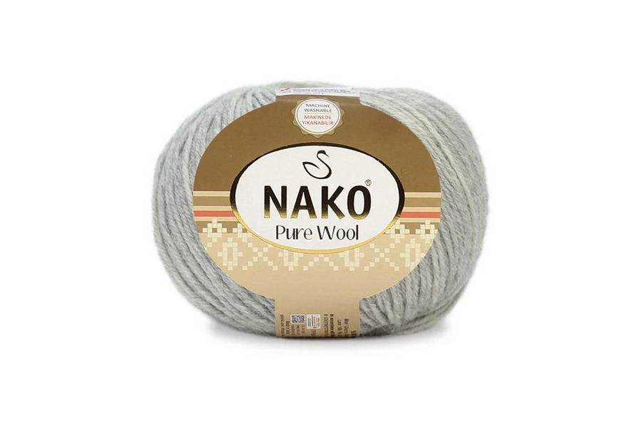 Пряжа 100гр/220м Pure wool, сірий світлий, 195