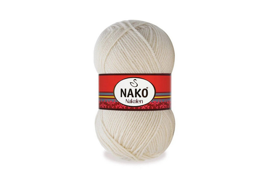 Пряжа 100гр/210м Nakolen, молочний сірий, 6383