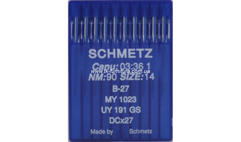 Голки DCх27 для оверлоку №90 (товста, кругле стандартне вістря), SCHMETZ