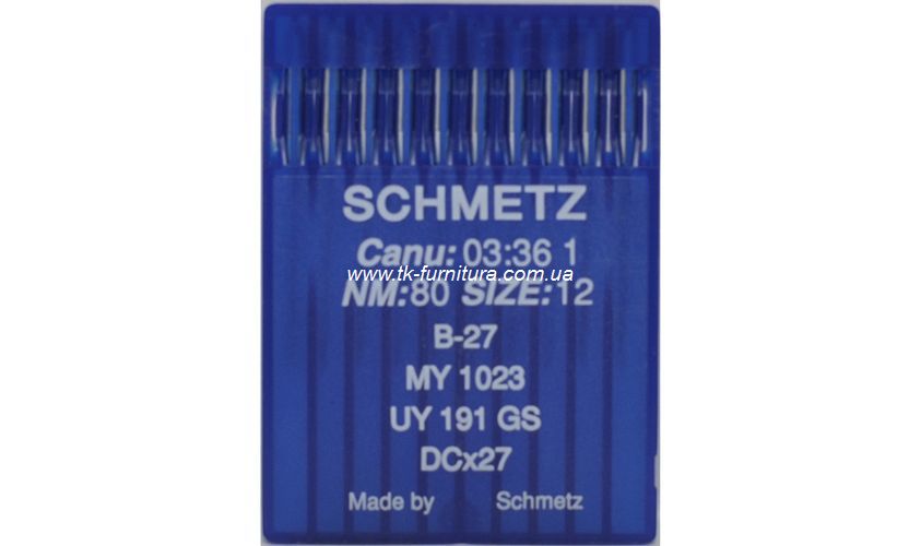 Голки DCх27 для оверлоку №80 (товста, кругле стандартне вістря), SCHMETZ