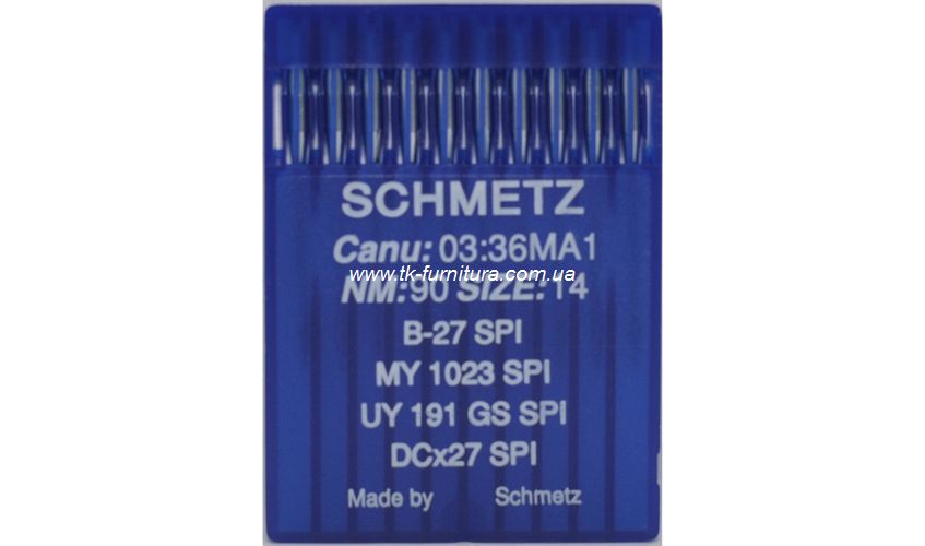 Голки DCx27 для оверлоку №90 (товста, кругле гостре вістря), SCHMETZ