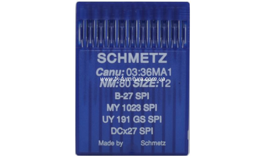 Голки DCx27 для оверлоку №80 (товста, кругле гостре вістря), SCHMETZ