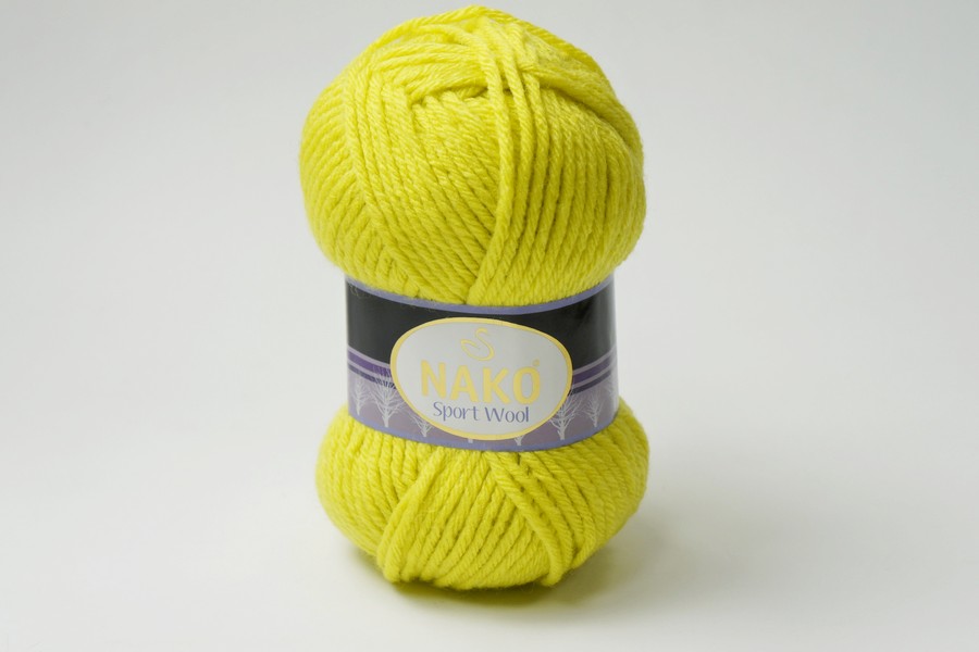 Пряжа Sport wool 100гр/120м NAKO, жовтий лимонний, 10633