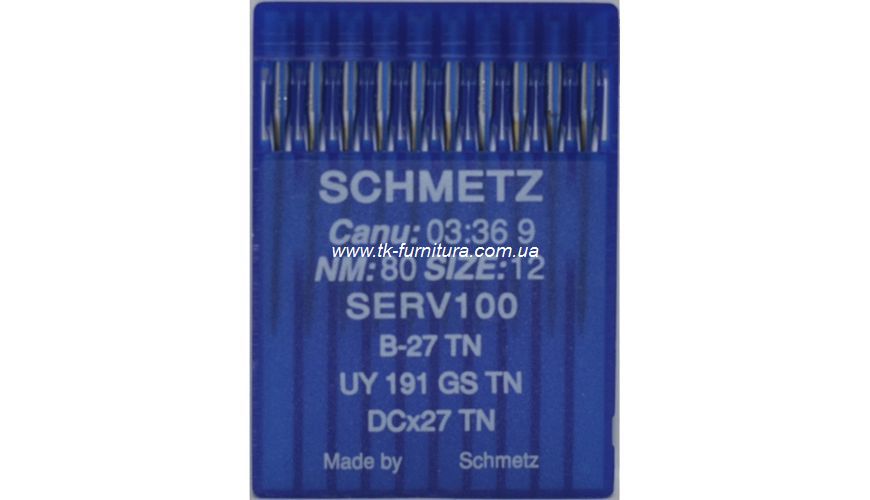 Голки DCх27 для оверлоку №80 (товста, кругле стандартне вістря), SCHMETZ