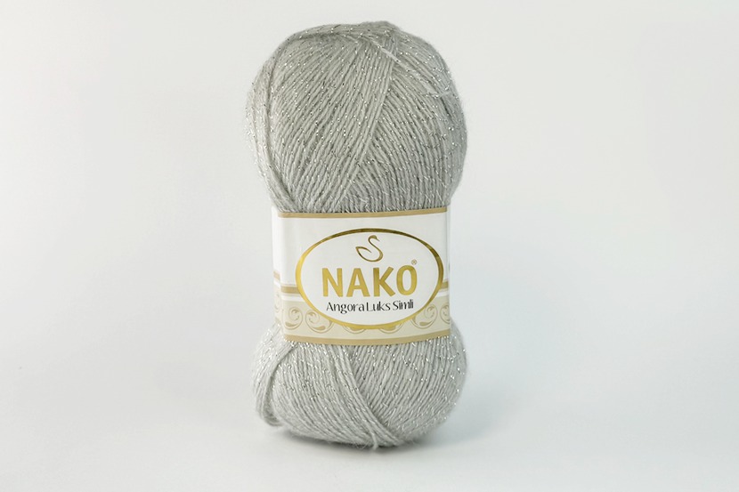 Пряжа 100гр/550м Angora Luks Simli, сірий світлий, 969