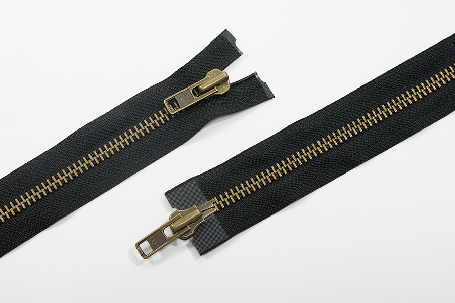 Блискавка YKK, T8, стара латунь, 2 замки, 100 см, чорний