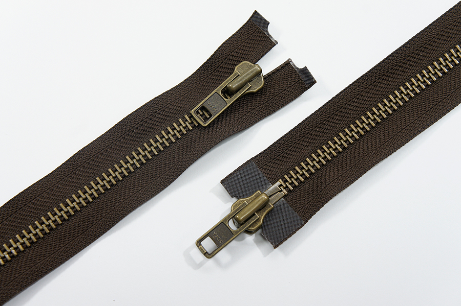 Блискавка YKK, T8, стара латунь, 2 замки, 110 см, коричневий темний