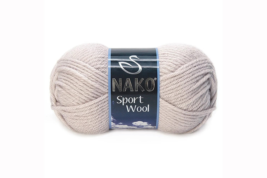 Пряжа Sport wool 100гр/120м NAKO, бежевий сірий світлий, 3079