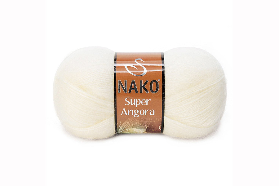 Пряжа Super angora 100гр/395м NAKO, молочний яскравий, 23403