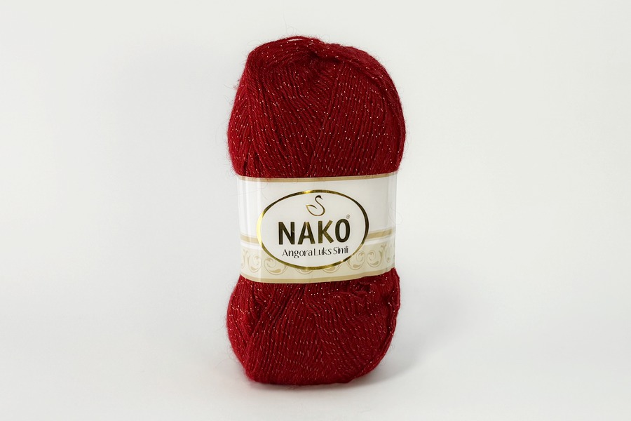 Пряжа 100гр/550м Angora Luks Simli, червоний яскравий, 1175