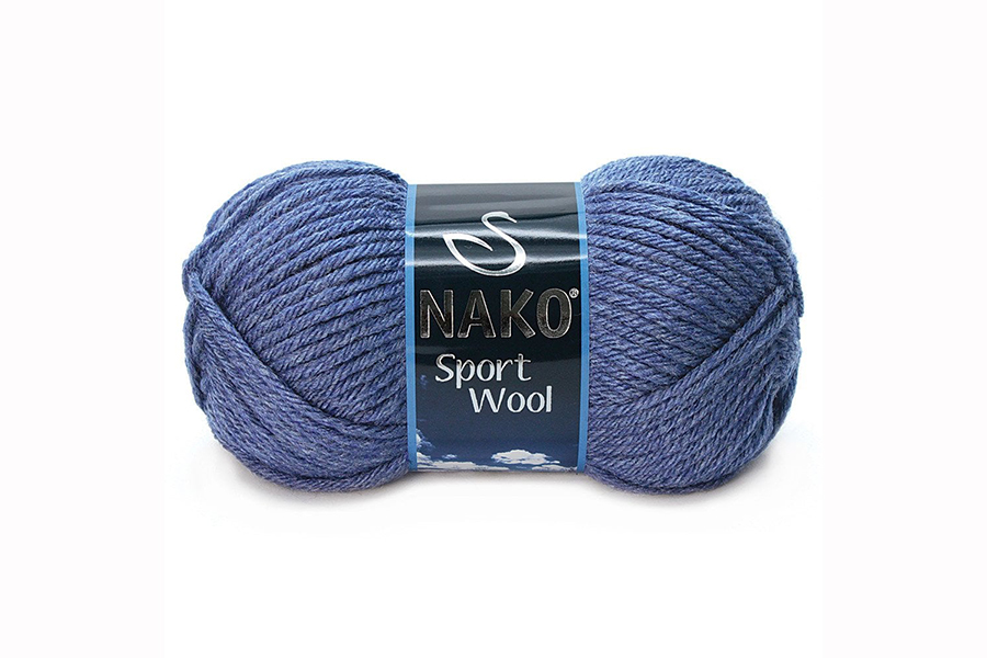 Пряжа Sport wool 100гр/120м NAKO, синій темний, 21362