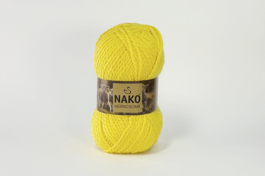 Пряжа Merino Bomb 100гр/120м NAKO, жовтий лимонний, 145
