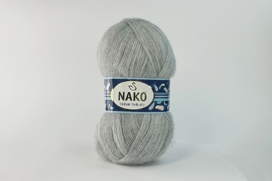 Пряжа Mohair Delikate 100гр/500м NAKO, сірий світлий, 6128