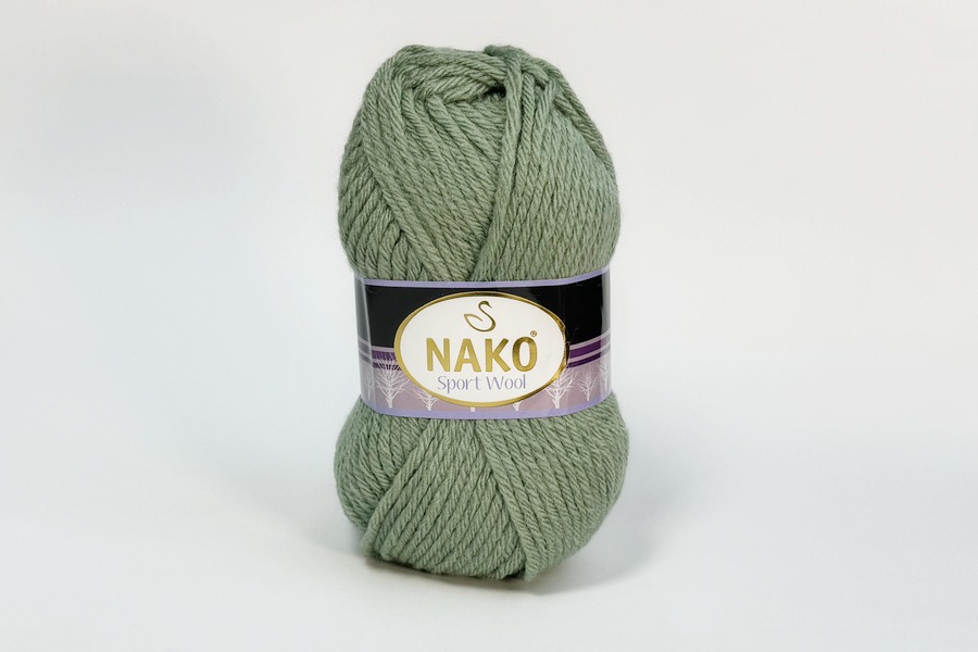 Пряжа Sport wool 100гр/120м NAKO, полиновий сірий, 10307
