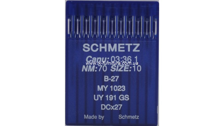 Голки DCх27 для оверлоку №70 (товста, кругле стандартне вістря), SCHMETZ