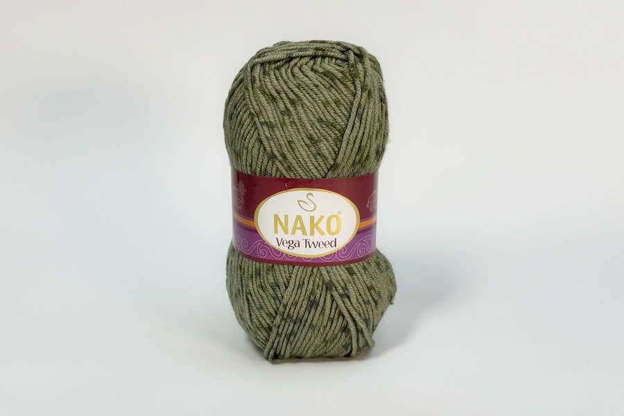 Пряжа Vega Tweed 100гр/195м NAKO, хакі блідий, 31759
