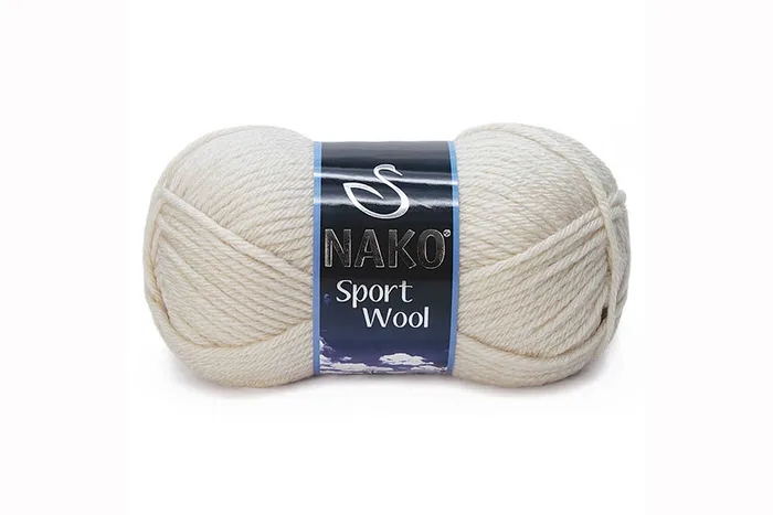 Пряжа Sport wool 100гр/120м NAKO, молочний сірий, 6383
