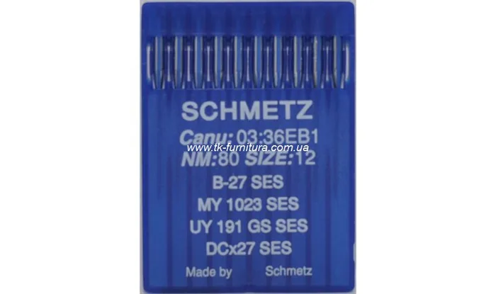 Голки DCx27 для оверлоку №80 (товста, сферичне тонке вістря), SCHMETZ