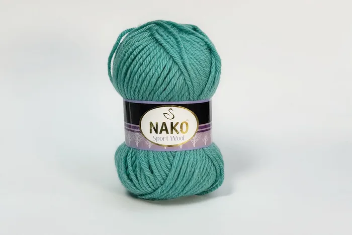 Пряжа Sport wool 100гр/120м NAKO, бірюзовий зелений