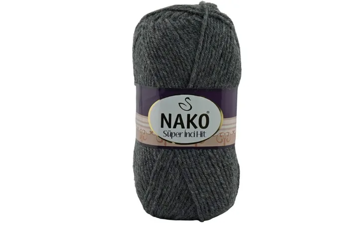 Пряжа Super inci hit 100гр/180м NAKO, сірий темний, 193