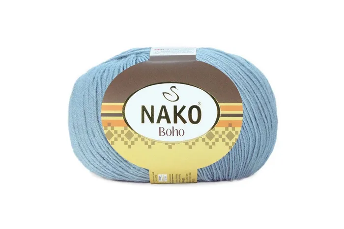 Пряжа Boho 100гр/400м NAKO, блакитний сірий, 12408