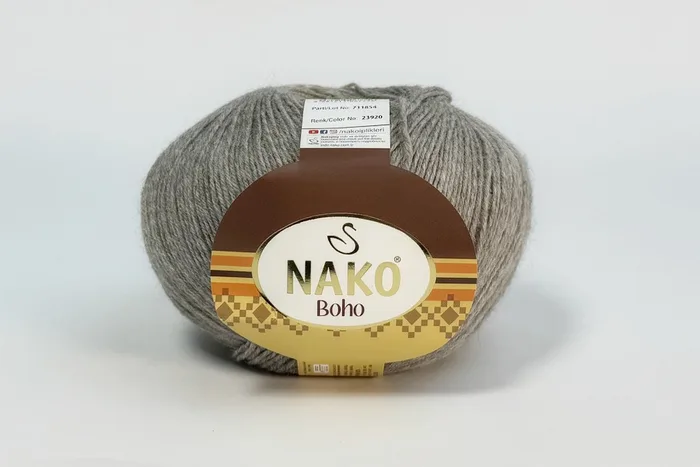 Пряжа Boho 100гр/400м NAKO, бежевий сірий світлий, 23920