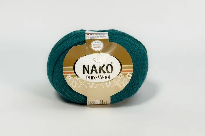 Пряжа 100гр/220м Pure wool, бірюзовий темний, 10327