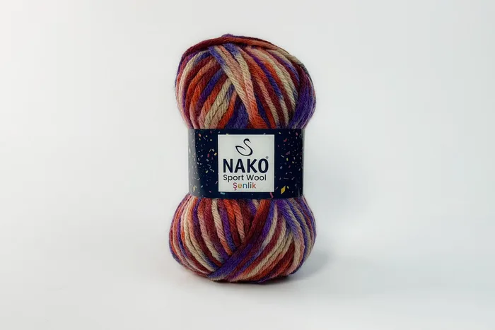 Пряжа Sport wool Senlik 100гр/120м NAKO, секційного фарбування, 87741
