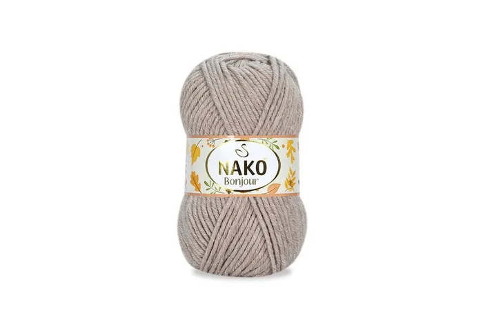 Пряжа Naco bonjour 100гр/110м NAKO, бежевий сірий світлий, 381