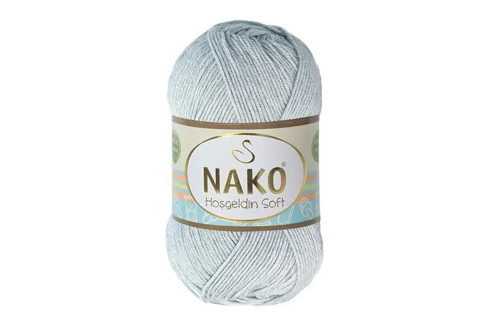 Пряжа Hosgeldin soft 100гр/230м NAKO, блакитний сірий, 4895
