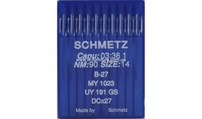 Голки DCх27 для оверлоку №90 (товста, кругле стандартне вістря), SCHMETZ