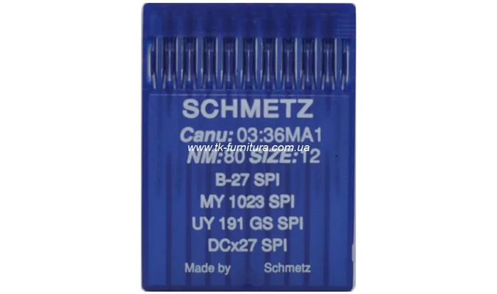 Голки DCx27 для оверлоку №80 (товста, кругле гостре вістря), SCHMETZ